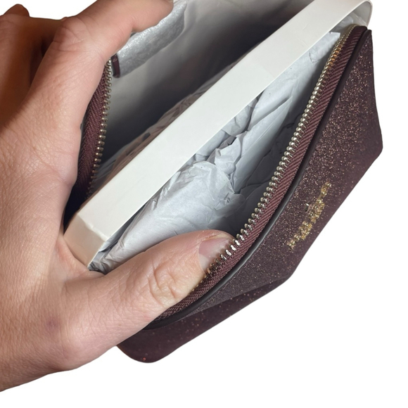 Kate Spade Small Burgundy Glitter Pouch - Picture 2 of 9